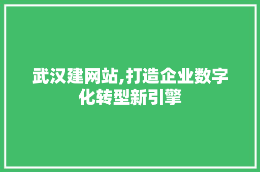武汉建网站,打造企业数字化转型新引擎 武汉建网站,打造企业数字化转型新引擎 必应SEO