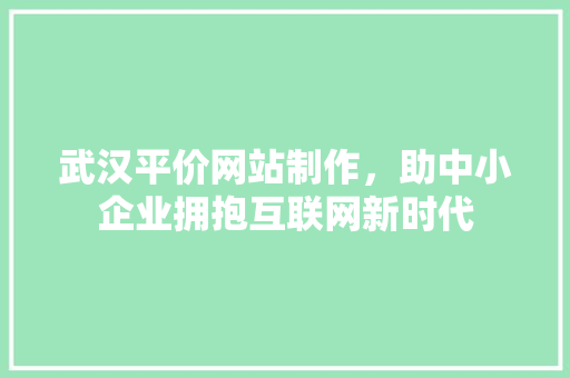 武汉平价网站制作，助中小企业拥抱互联网新时代 武汉平价网站制作，助中小企业拥抱互联网新时代 必应SEO