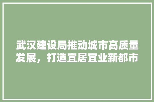 武汉建设局推动城市高质量发展，打造宜居宜业新都市 武汉建设局推动城市高质量发展，打造宜居宜业新都市 必应SEO