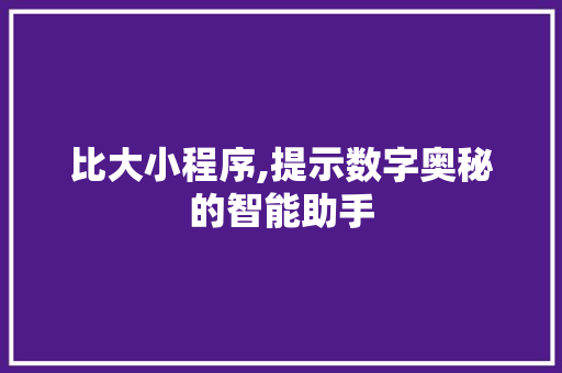 比大小程序,提示数字奥秘的智能助手