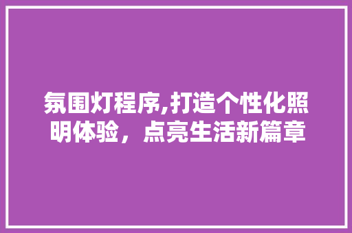 氛围灯程序,打造个性化照明体验，点亮生活新篇章 氛围灯程序,打造个性化照明体验，点亮生活新篇章 神马SEO