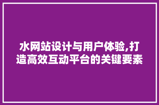 水网站设计与用户体验,打造高效互动平台的关键要素