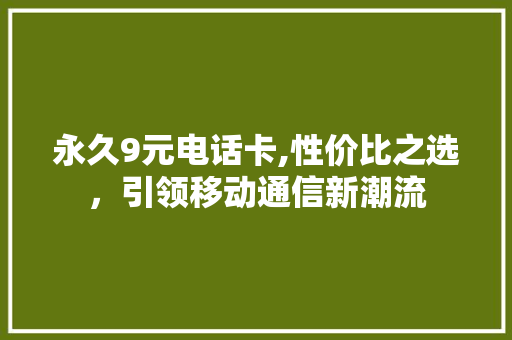永久9元电话卡,性价比之选，引领移动通信新潮流 永久9元电话卡,性价比之选，引领移动通信新潮流 必应SEO