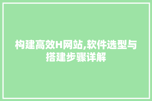 构建高效H网站,软件选型与搭建步骤详解