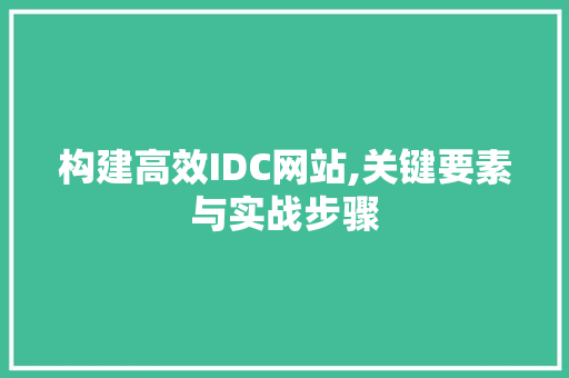 构建高效IDC网站,关键要素与实战步骤