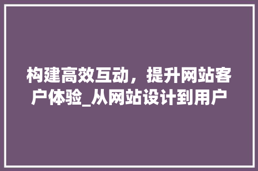 构建高效互动，提升网站客户体验_从网站设计到用户满意度 构建高效互动，提升网站客户体验_从网站设计到用户满意度 必应SEO