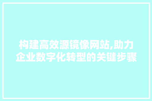 构建高效源镜像网站,助力企业数字化转型的关键步骤 构建高效源镜像网站,助力企业数字化转型的关键步骤 必应SEO