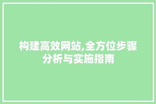 构建高效网站,全方位步骤分析与实施指南 构建高效网站,全方位步骤分析与实施指南 网站建设公司
