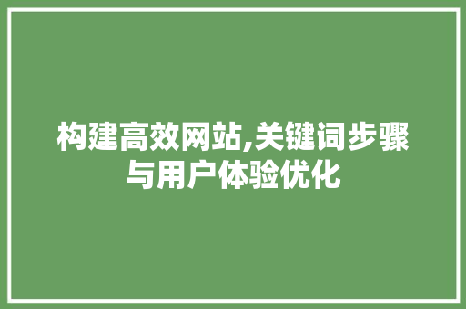 构建高效网站,关键词步骤与用户体验优化 构建高效网站,关键词步骤与用户体验优化 SEO关键词