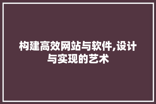 构建高效网站与软件,设计与实现的艺术 构建高效网站与软件,设计与实现的艺术 神马SEO