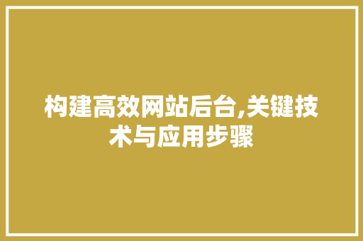 构建高效网站后台,关键技术与应用步骤 构建高效网站后台,关键技术与应用步骤 必应SEO