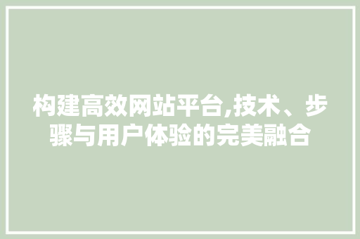 构建高效网站平台,技术、步骤与用户体验的完美融合 构建高效网站平台,技术、步骤与用户体验的完美融合 网站建设公司