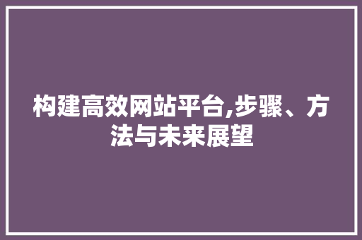 构建高效网站平台,步骤、方法与未来展望 构建高效网站平台,步骤、方法与未来展望 搜狗SEO