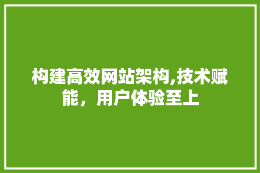 构建高效网站架构,技术赋能，用户体验至上 构建高效网站架构,技术赋能，用户体验至上 SEO关键词