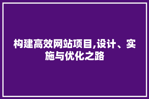 构建高效网站项目,设计、实施与优化之路 构建高效网站项目,设计、实施与优化之路 网站建设公司