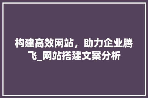 构建高效网站，助力企业腾飞_网站搭建文案分析 构建高效网站，助力企业腾飞_网站搭建文案分析 搜狗SEO