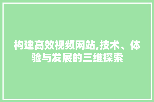 构建高效视频网站,技术、体验与发展的三维探索 构建高效视频网站,技术、体验与发展的三维探索 网站建设公司