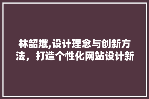 林韶斌,设计理念与创新方法，打造个性化网站设计新标杆 林韶斌,设计理念与创新方法，打造个性化网站设计新标杆 搜狗SEO
