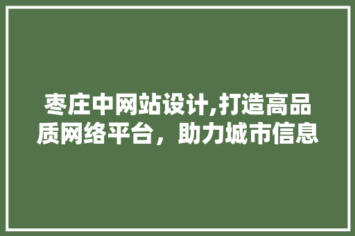 枣庄中网站设计,打造高品质网络平台，助力城市信息化建设 枣庄中网站设计,打造高品质网络平台，助力城市信息化建设 搜狗SEO