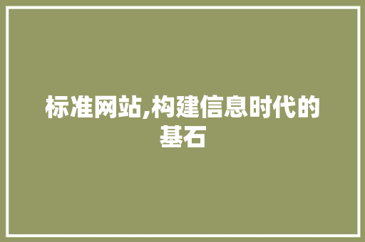 标准网站,构建信息时代的基石 标准网站,构建信息时代的基石 网站建设公司
