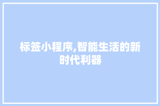 标签小程序,智能生活的新时代利器 标签小程序,智能生活的新时代利器 SEO关键词