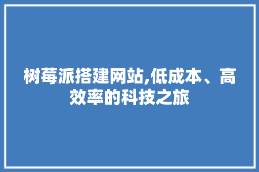 树莓派搭建网站,低成本、高效率的科技之旅 树莓派搭建网站,低成本、高效率的科技之旅 必应SEO