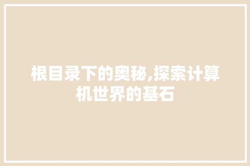 根目录下的奥秘,探索计算机世界的基石