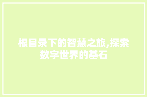 根目录下的智慧之旅,探索数字世界的基石 根目录下的智慧之旅,探索数字世界的基石 百度SEO