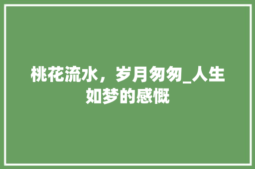 桃花流水，岁月匆匆_人生如梦的感慨 桃花流水，岁月匆匆_人生如梦的感慨 网站建设公司