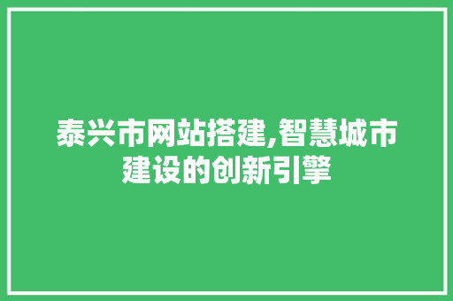 泰兴市网站搭建,智慧城市建设的创新引擎