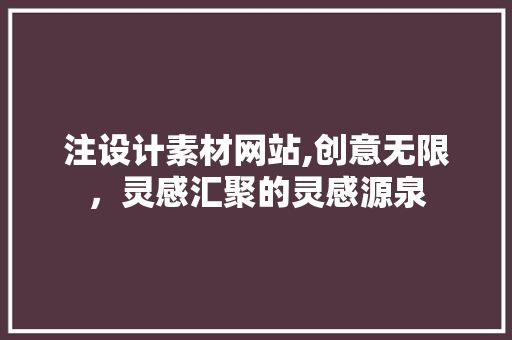 注设计素材网站,创意无限，灵感汇聚的灵感源泉