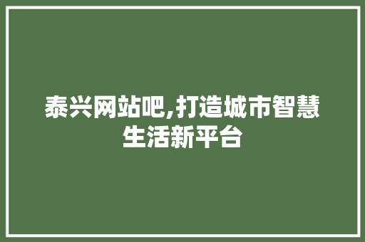 泰兴网站吧,打造城市智慧生活新平台