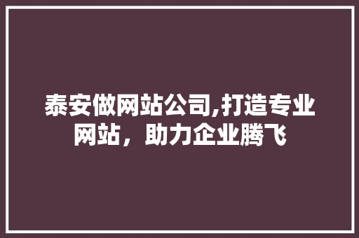 泰安做网站公司,打造专业网站，助力企业腾飞