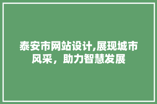 泰安市网站设计,展现城市风采，助力智慧发展