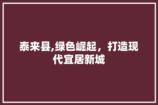 泰来县,绿色崛起，打造现代宜居新城