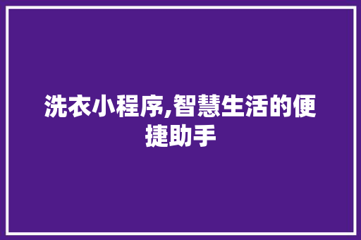 洗衣小程序,智慧生活的便捷助手