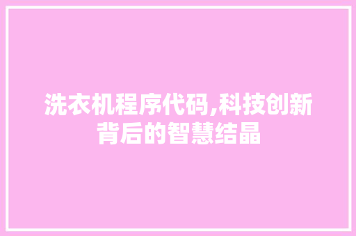 洗衣机程序代码,科技创新背后的智慧结晶