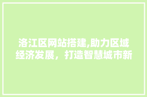 洛江区网站搭建,助力区域经济发展，打造智慧城市新标杆