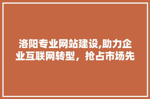 洛阳专业网站建设,助力企业互联网转型，抢占市场先机