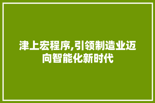 津上宏程序,引领制造业迈向智能化新时代