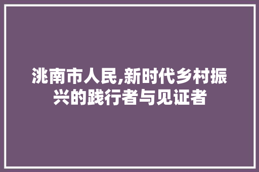 洮南市人民,新时代乡村振兴的践行者与见证者