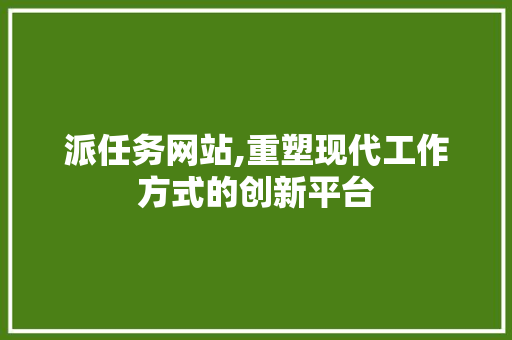派任务网站,重塑现代工作方式的创新平台