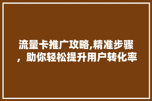 流量卡推广攻略,精准步骤，助你轻松提升用户转化率