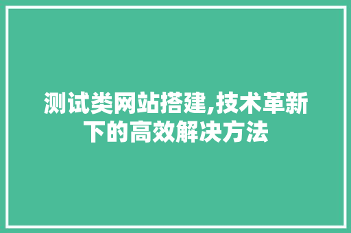 测试类网站搭建,技术革新下的高效解决方法