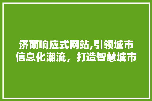 济南响应式网站,引领城市信息化潮流，打造智慧城市新篇章