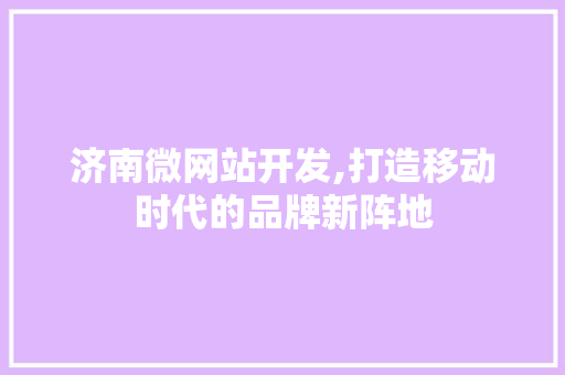 济南微网站开发,打造移动时代的品牌新阵地