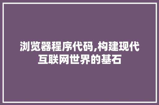 浏览器程序代码,构建现代互联网世界的基石