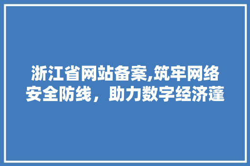浙江省网站备案,筑牢网络安全防线，助力数字经济蓬勃发展