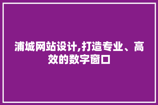 浦城网站设计,打造专业、高效的数字窗口