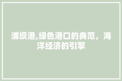 浦坝港,绿色港口的典范，海洋经济的引擎